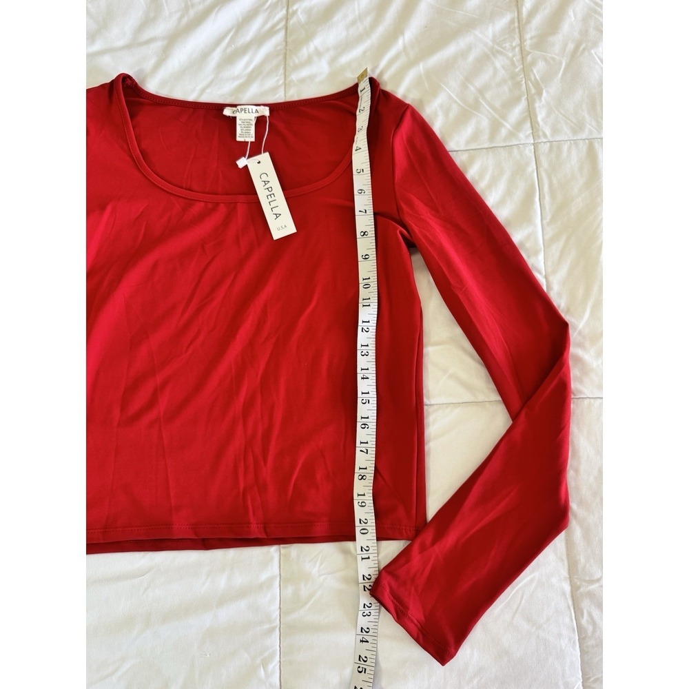 New Capella Scoop Neck Long Sleeve Solid Soft Knit Top Size Large Red Stretchy - Picture 3 of 6